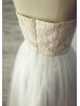 Strapless Sweetheart Ivory Lace Tulle Minimalist Wedding Dress